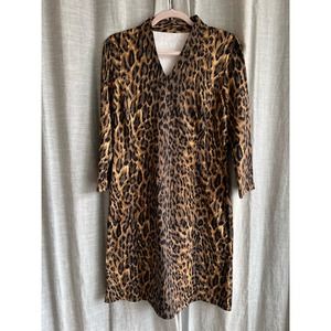 J. McLaughlin Long Sleeve, V-Neck, Leopard Print Dress | Women's L US | EUC